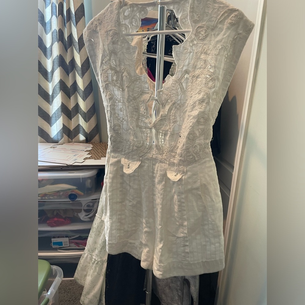 Free People White Tie Back Romper